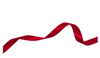red color ribbon isolated on transparent background, PNG.	
