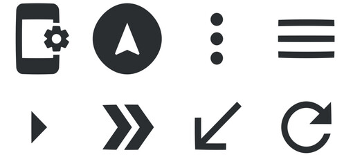 Set of 8 icons Navigation. Modern thin line icons. modern trend in the style. Linear symbols set. Big UI icon set. UI and UX