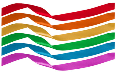 rainbow ribbon on transparent background, PNG image.	
