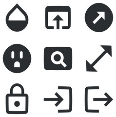 Set of 9 icons Actions. Creative business solutions icon set. Outline isolated signs. Linear symbols set. Big UI icon set. UX UI