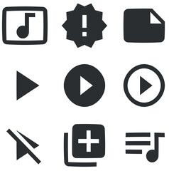 Set of 9 icons Audio and Video. Creative business solutions icon set. Set Quality icon. Linear icons set. Thin filled icons pack. UI and UX