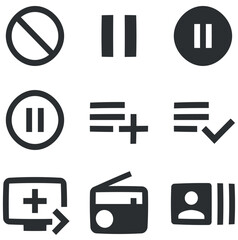 Set of 9 icons Audio and Video. Creative business solutions icon set. Simple Set. for mobile and web. Big UI icon set. Vector illustration