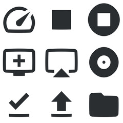 Set of 9 icons Audio and Video. Creative business solutions icon set. modern trend in the style. Linear symbols set. Big UI icon set in a flat design. UX UI