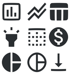 Set of 9 icons Editor. A set vector icons. Outline isolated signs. Linear icons set. Big UI icon set in a flat design. Vector illustration