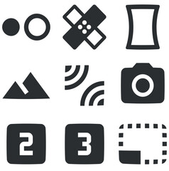 Set of 9 icons Image. Vector illustration of thin line icons. Outline isolated signs. for mobile and web. Thin filled icons pack. Vector illustration