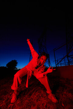 Cool woman in evening