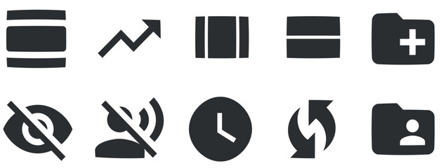 Set of 10 icons Actions. Creative business solutions icon set. Simple Set. Linear icons set. Big UI icon set. UI and UX