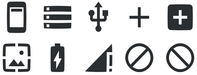 Set of 10 icons Device. Creative business solutions icon set. Outline isolated signs. for mobile and web. Thin filled icons pack. Vector illustration