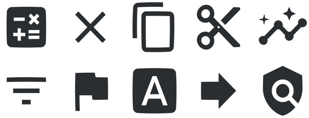 Set of 10 icons Device. Creative business solutions icon set. modern trend in the style. for mobile and web. Big UI icon set in a flat design. UI and UX