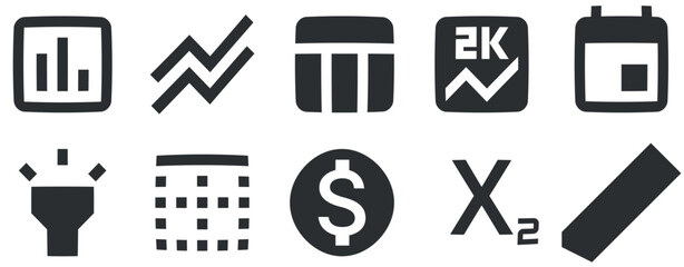 Set of 10 icons Text Editor. A set vector icons. modern trend in the style. Linear symbols set. Thin filled icons pack. Vector illustration