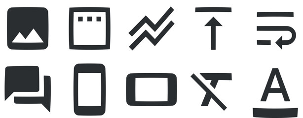 Set of 10 icons Text Editor. Creative business solutions icon set. Simple Set. Linear icons set. Big UI icon set in a flat design. Vector illustration