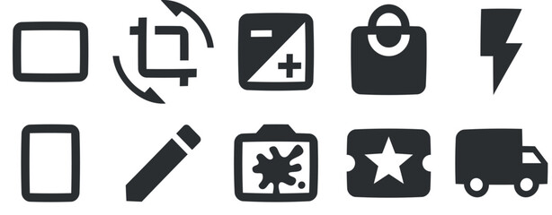Set of 10 icons Image. Vector illustration of thin line icons. Set Quality icon. for mobile and web. Thin filled icons pack. UI and UX