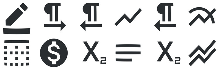 Set of 12 icons Editor. Vector collection thin line Web icon. Set Quality icon. for mobile and web. Big UI icon set in a flat design. UX UI