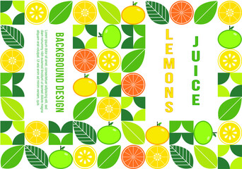 Fresh lemon drink banner. Minimalist fruits and nature elements with simple shapes and pictures Great for packing covers, flayers, web posters, natural products presentation templates, cover design