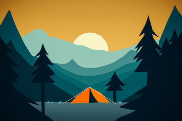 Tent in the middle of the mountain