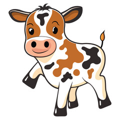 Cow flat cartoon style, mascot logo