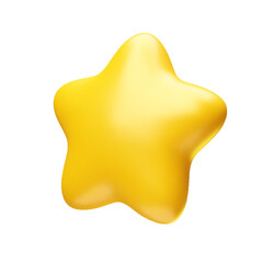 Rotating golden star 3d realistic style rendering. Glossy yellow trophy star. Leadership, game award, customer achievement and feedback symbol vector illustration isolated on white background