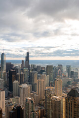 Fototapeta na wymiar Aerial view of Chicago downtown high rise buildings