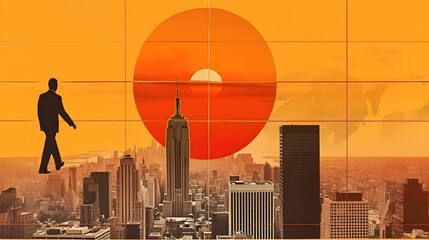 New York fire sky - generative ai
