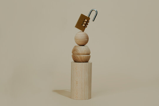 unlocked combination lock in balance