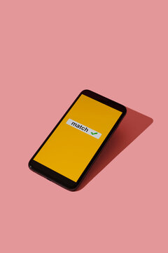 smartphone with a match message on its screen
