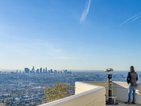 Person Overlooking The City Of Los Angeles 