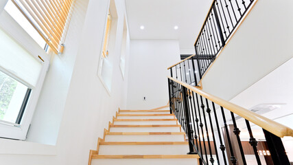 Bright and upbeat maple colored stairs
