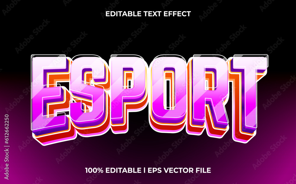 Poster esport 3d text effect and editable text, template 3d style use for future tittle