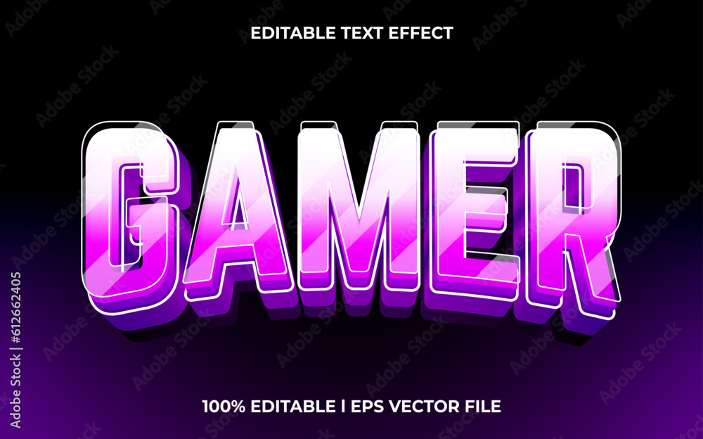 Poster gamer 3d text effect and editable text, template 3d style use for esport tittle