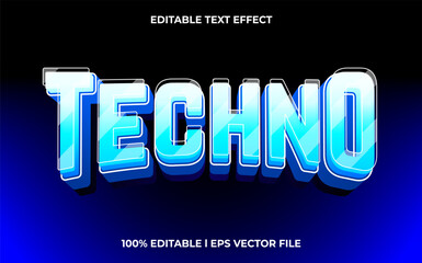 Techno 3d text effect and editable text, template 3d style use for future tittle