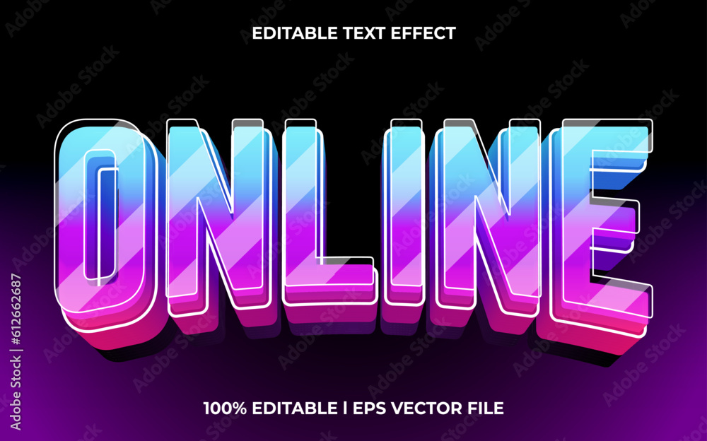 Poster online 3d text effect and editable text, template 3d style use for glow tittle