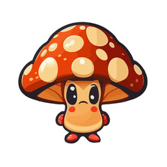 Fototapeta premium Funky Fungi: Unveiling the Retro Mushroom Character in Groovy Cartoon Style