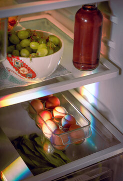 Health Food on Refrigerator Shelves