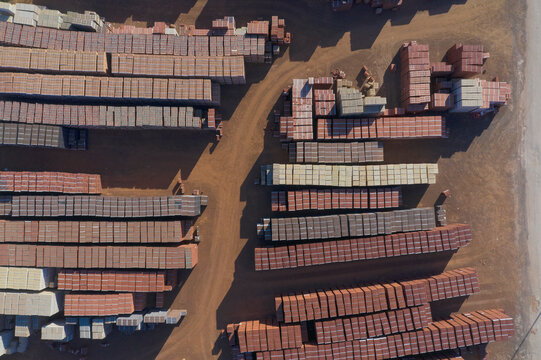 Bricks in brickyard from above