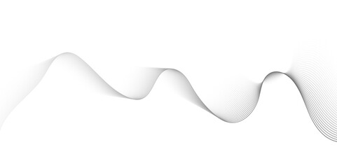 Abstract black wave thin curved lines pattern on white background and texture