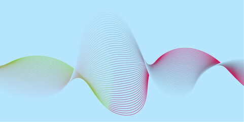 Sky Blue background green and red line wave