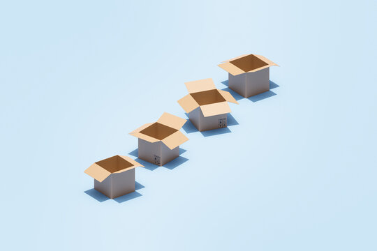 Delivery / shipping concept four cardboard package boxes background
