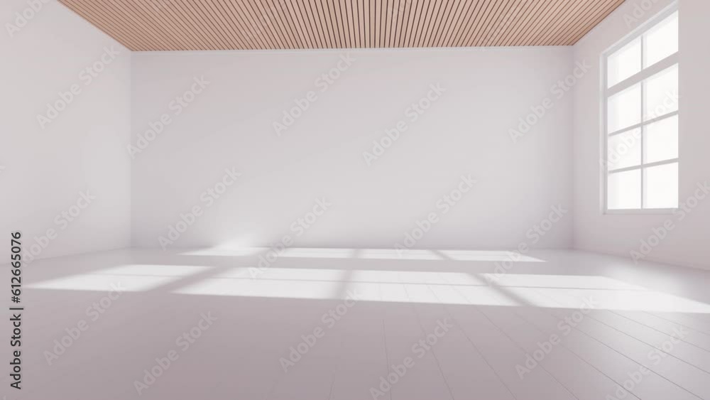 Poster empty room with light comes in, 3d rendering.