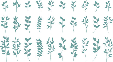 ベクター。草木のイラストセットと背景。草木のベクターイラストフレーム。Vector. Grass and trees illustration set and background. Vector illustration frame of grass and trees.