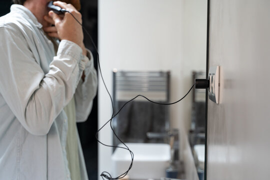Close-up of Man shaving beard