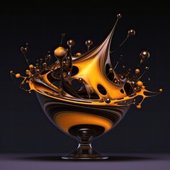 an ornate glass bottle with flowing flames Generative Ai