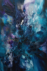 Dark blue indigo purple mixed pigment painting,Acrylic splash, acrylic paint flow painting.abstract background