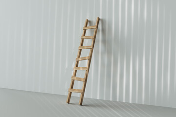 wooden ladder on a white wall
