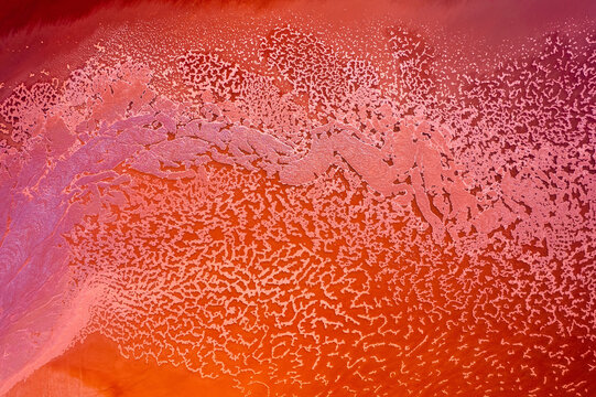 Abstract water on vibrant orange and red colors. Top view