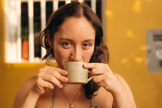 Girl drinking coffee