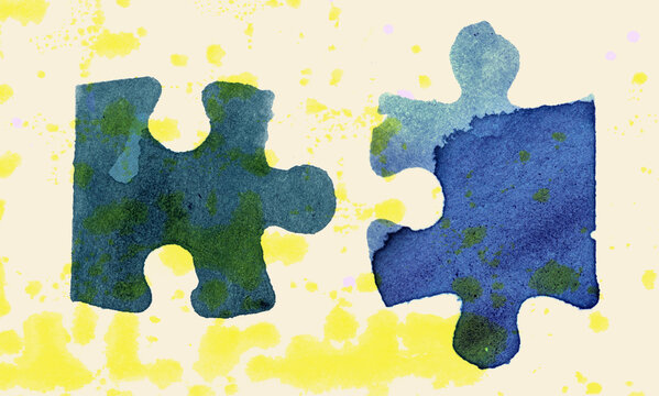 Two jigsaw pieces apart