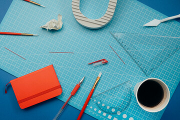  Architects table during working project