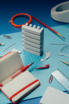 Plaster model on architect desk.