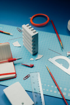 Building model on architect desk