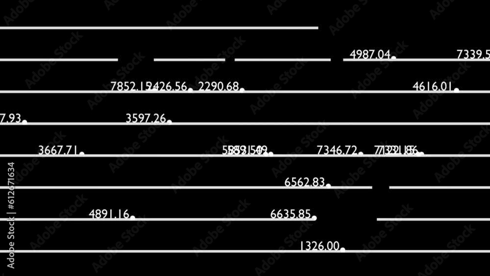 Aufkleber numbers network constructed changes move left and right. change concept or stock market. on black ba